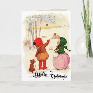 Cute Vintage Kids Christmas Card