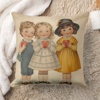 Cute Vintage Kids Throw Pillow