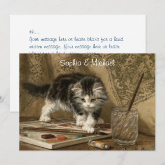 Cute Vintage Kitten Art, Names & Message