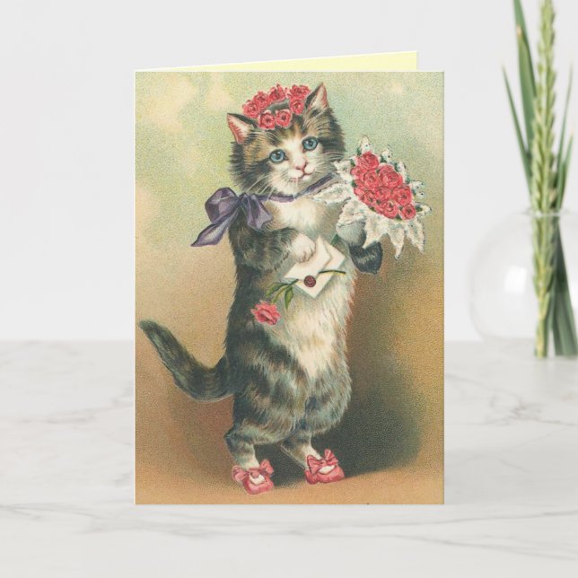 Cute Vintage Kitten Card (Front)
