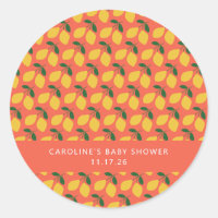 Cute Vintage Lemons Orange Custom Baby Shower