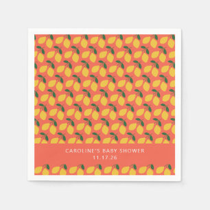 Cute Vintage Lemons Orange Custom Baby Shower Napkin