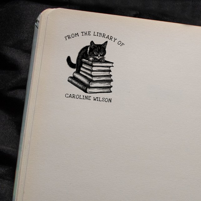 Cute Vintage Library Cat Rubber Stamp (Creator Uploaded)