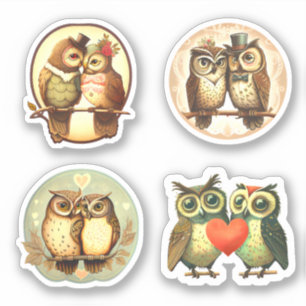 CUTE VINTAGE LOVE OWL STICKERS