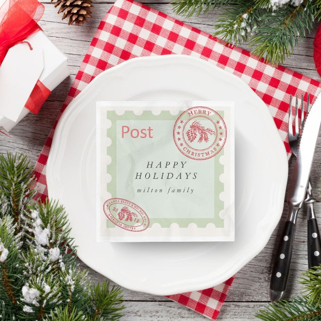 Cute Vintage Mail Holiday Paper Napkins (Creator Uploaded)