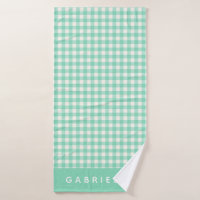 Cute Vintage Mint Green Gingham Plaid Personalized