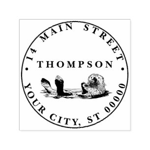 Cute Vintage Otter Swimming Name Return Address Self-inking Stamp