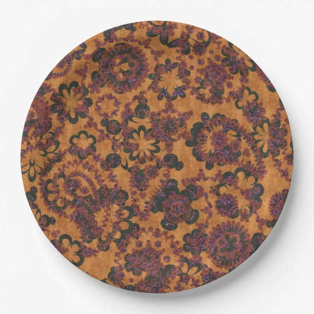 Cute vintage paisley seamless patterns design paper plate (Front)