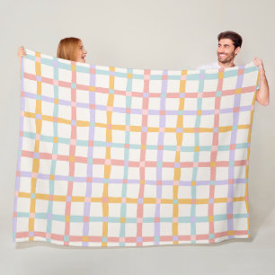 Cute Vintage Pastel Crisscross Pattern Nursery Fleece Blanket