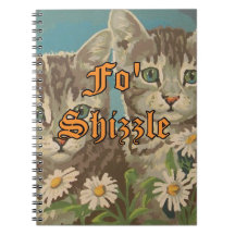 Cute Vintage PBN Cats and Daisies Notebook Funny