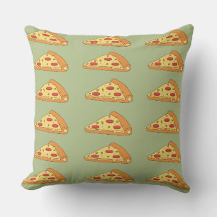 Cute vintage Peperoni Pizza green and orange Throw Pillow