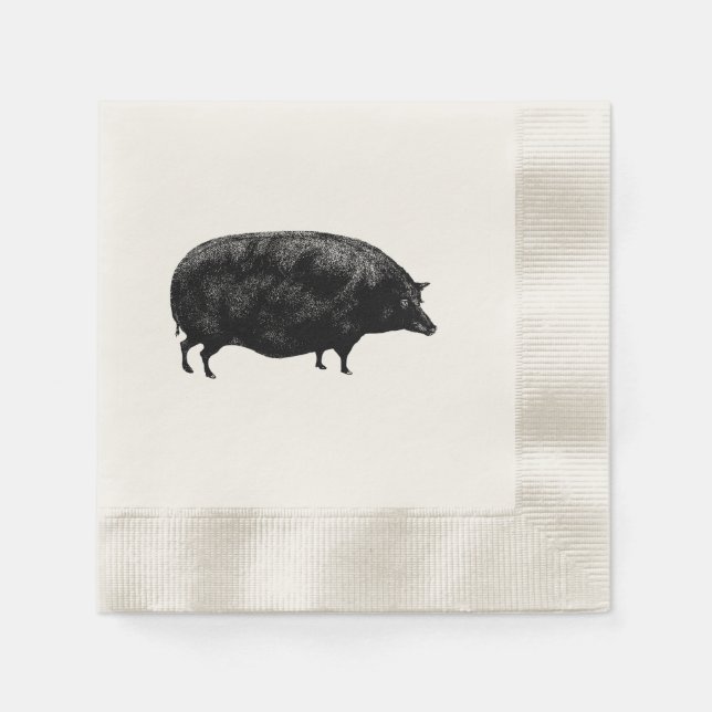 Cute Vintage Pig Napkin (Front)