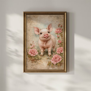 Cute Vintage Piglet Poster