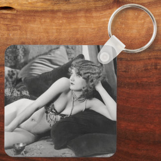 Cute Vintage Pin Up Girl Photo Keychain