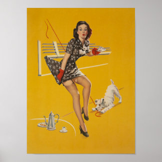 Cute Vintage Pin Up Girl Poster