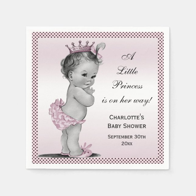 Cute Vintage Princess Baby Shower Napkin (Front)