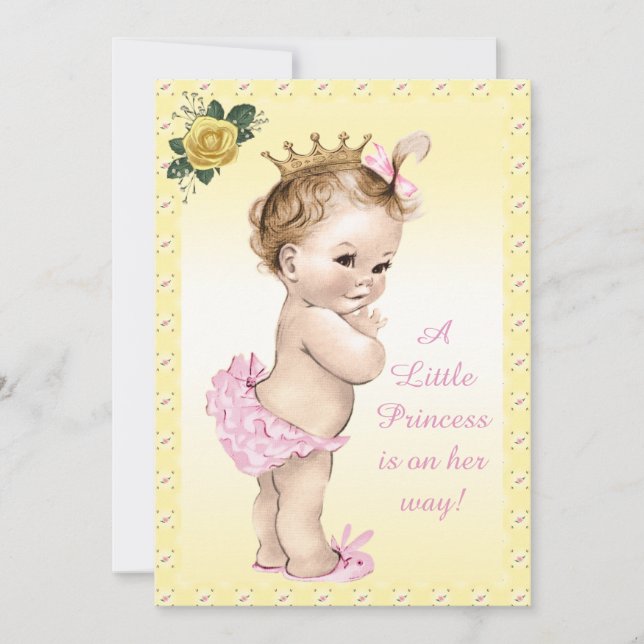 Cute Vintage Princess Roses Baby Shower Invitation (Front)