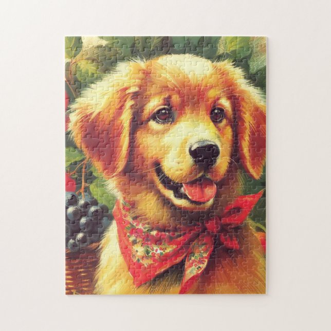 Cute Vintage Puppie Portrait Jigsaw Puzzle (Vertical)