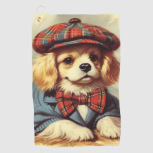 Cute Vintage Puppy Painting Golf Towel