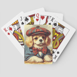 Cute Vintage Puppy Painting Playing Cards