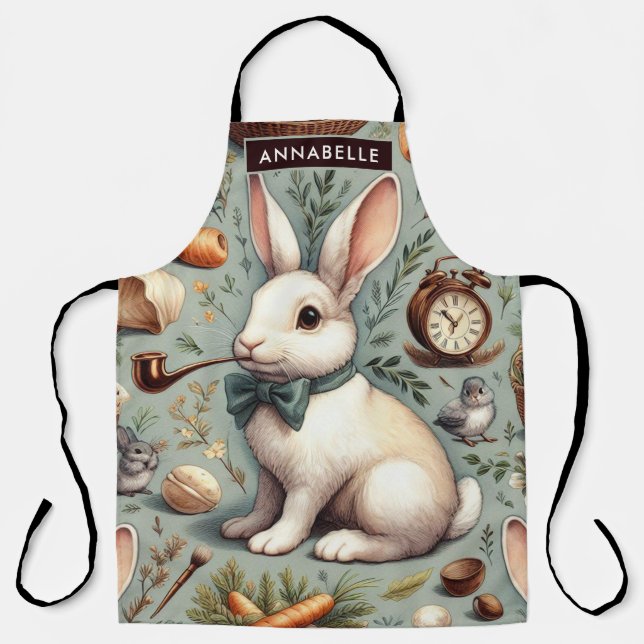 Cute Vintage Rabbit Apron (Front)