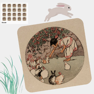 Cute Vintage Rabbit Art Cottagecore Sticker