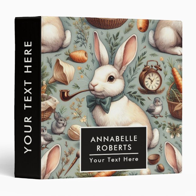 Cute Vintage Rabbit Binder (Front/Spine)