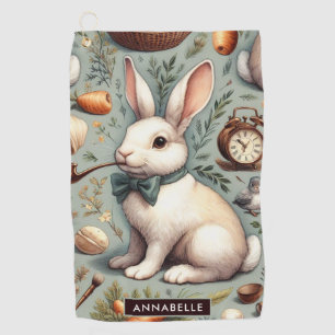 Cute Vintage Rabbit Golf Towel