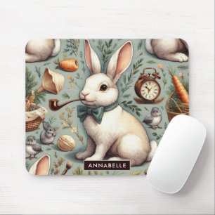 Cute Vintage Rabbit Mouse Pad