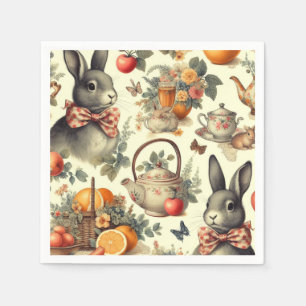 Cute Vintage Rabbit Painting Napkin
