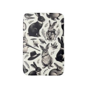 Cute Vintage Rabbit Pattern Bath Mat