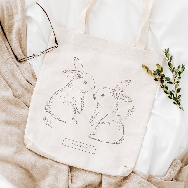 Cute Vintage Rabbit Pattern Tote Bag (Creator Uploaded)