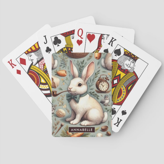Cute Vintage Rabbit Playing Cards (Back)