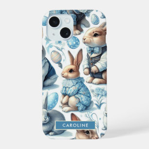 Cute Vintage Rabbit Seamless iPhone 15 Case