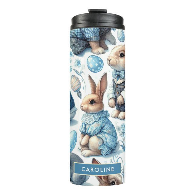 Cute Vintage Rabbit Seamless Thermal Tumbler (Front)