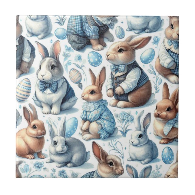 Cute Vintage Rabbit Seamless Tile (Front)