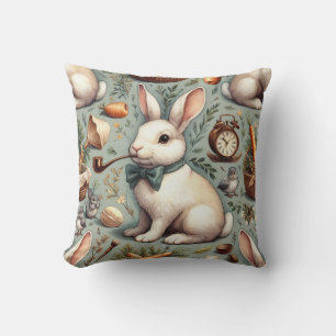 Cute Vintage Rabbit Throw Pillow