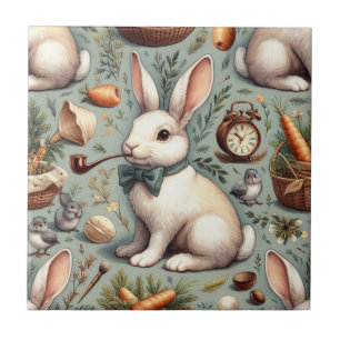 Cute Vintage Rabbit Tile