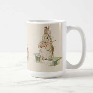 CUTE VINTAGE RABBIT WITH CARROT,  BUNNY MUG