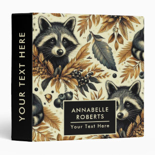 Cute Vintage Racoon Pattern Binder
