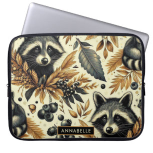 Cute Vintage Racoon Pattern Laptop Sleeve