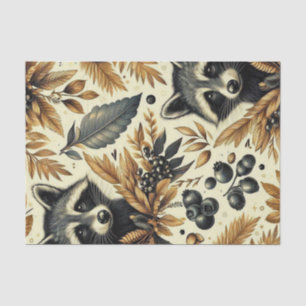 Cute Vintage Racoon Pattern Tissue Paper