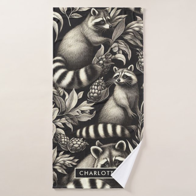 Cute Vintage Racoon sans couture (Serviette de bain)