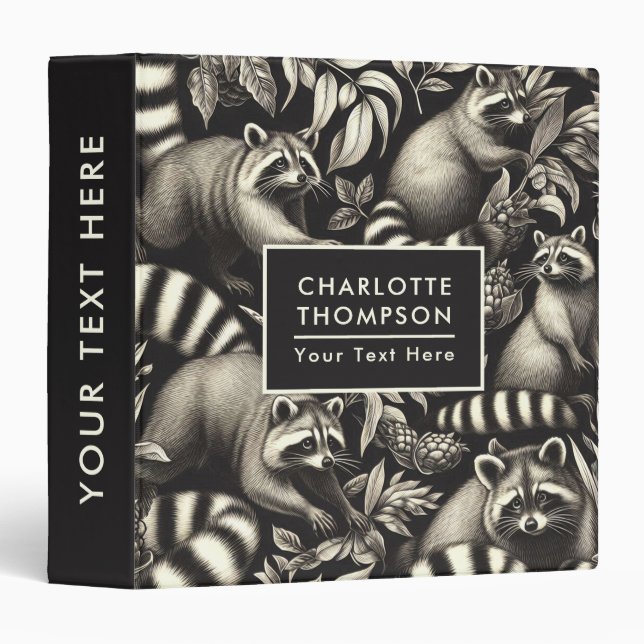 Cute Vintage Racoon Seamless Binder (Front/Spine)
