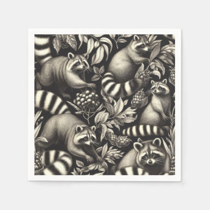 Cute Vintage Racoon Seamless Napkin