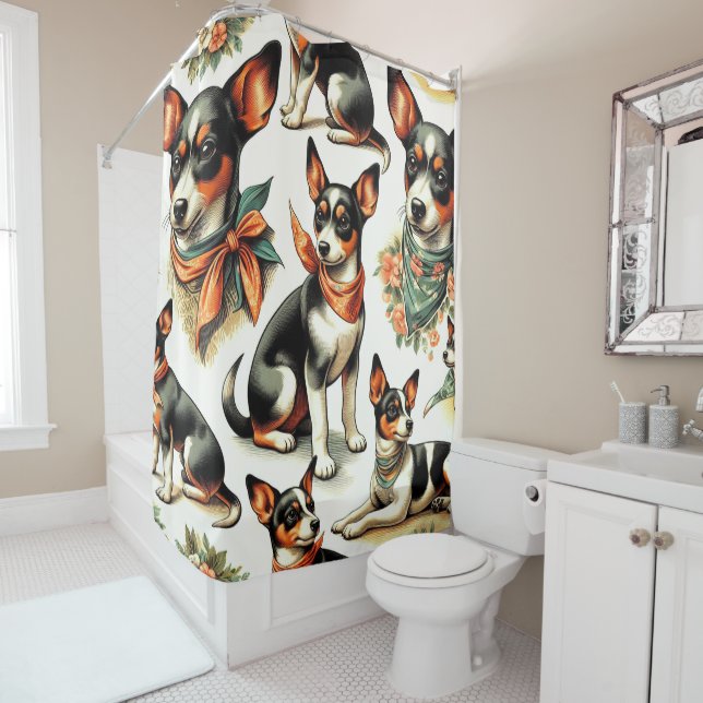 Cute Vintage Rat Terrier Seamless (In Situ)