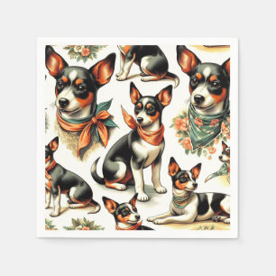 Cute Vintage Rat Terrier Seamless Napkin