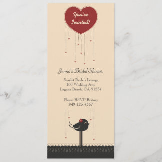 Cute Vintage Red & Black Love Bird Announcement