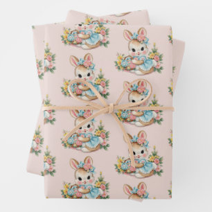 Cute Vintage Retro Easter Bunny Gift Wrap