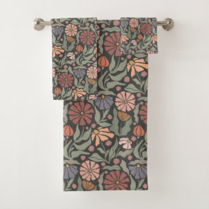 Cute Vintage Retro Flowers Bath Towel Set